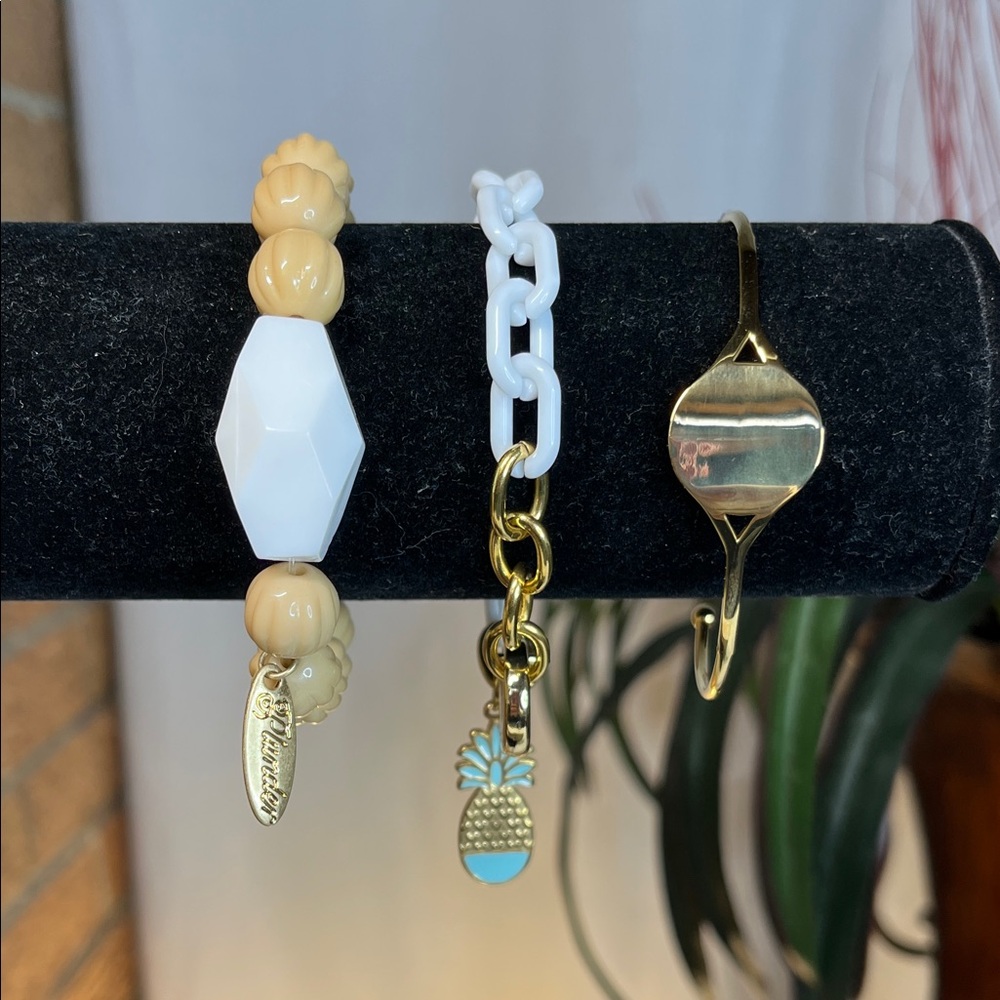 Plunder Bracelets Gold Neutral Stack Beaded Chain Cuff Pineapple Charm- Choose 1
